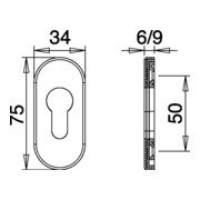 Feuerschutzcliprosette 0813/6 Alu.F12 Ovalrosette Profiltür EDI-4