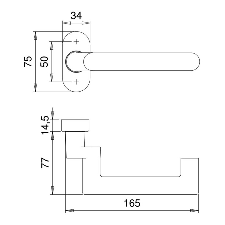 Feuerschutzdrückerlochteil 1133/2133 VA EST carré creux 4 mm 9 EDI