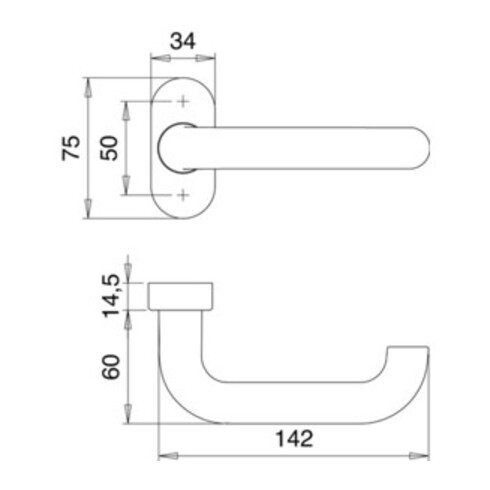 Feuerschutzdrückerlochteil 1103/2133 VA EST ger.4-KT.9mm EDI