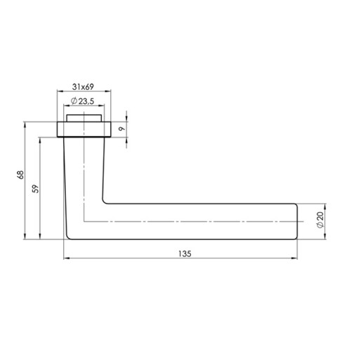 Feuerschutzdrückerlochteil 8906 ALU FS 9mm Alu.F1 ger.4-KT.9mm