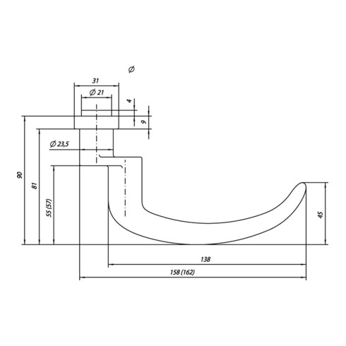 Feuerschutzdrückerlochteil 8999A ER FS 9mm VA ER gekr.4-KT.9mm