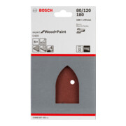 Feuille abrasive Bosch C430 100 x 170 mm 2 x 80 2 x 120 2 x 120 2 x 180 4 trous-1