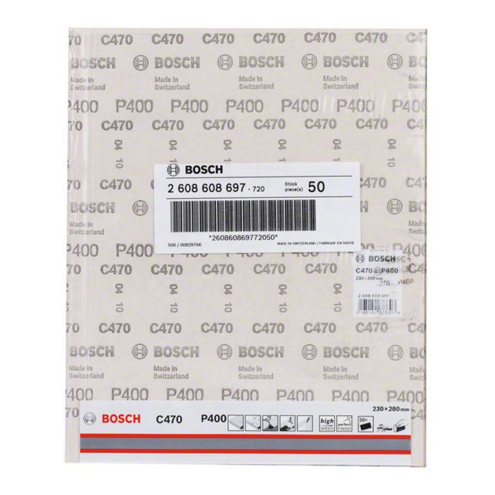 Feuille abrasive Bosch C470 230 x 280 mm 400 non perforée