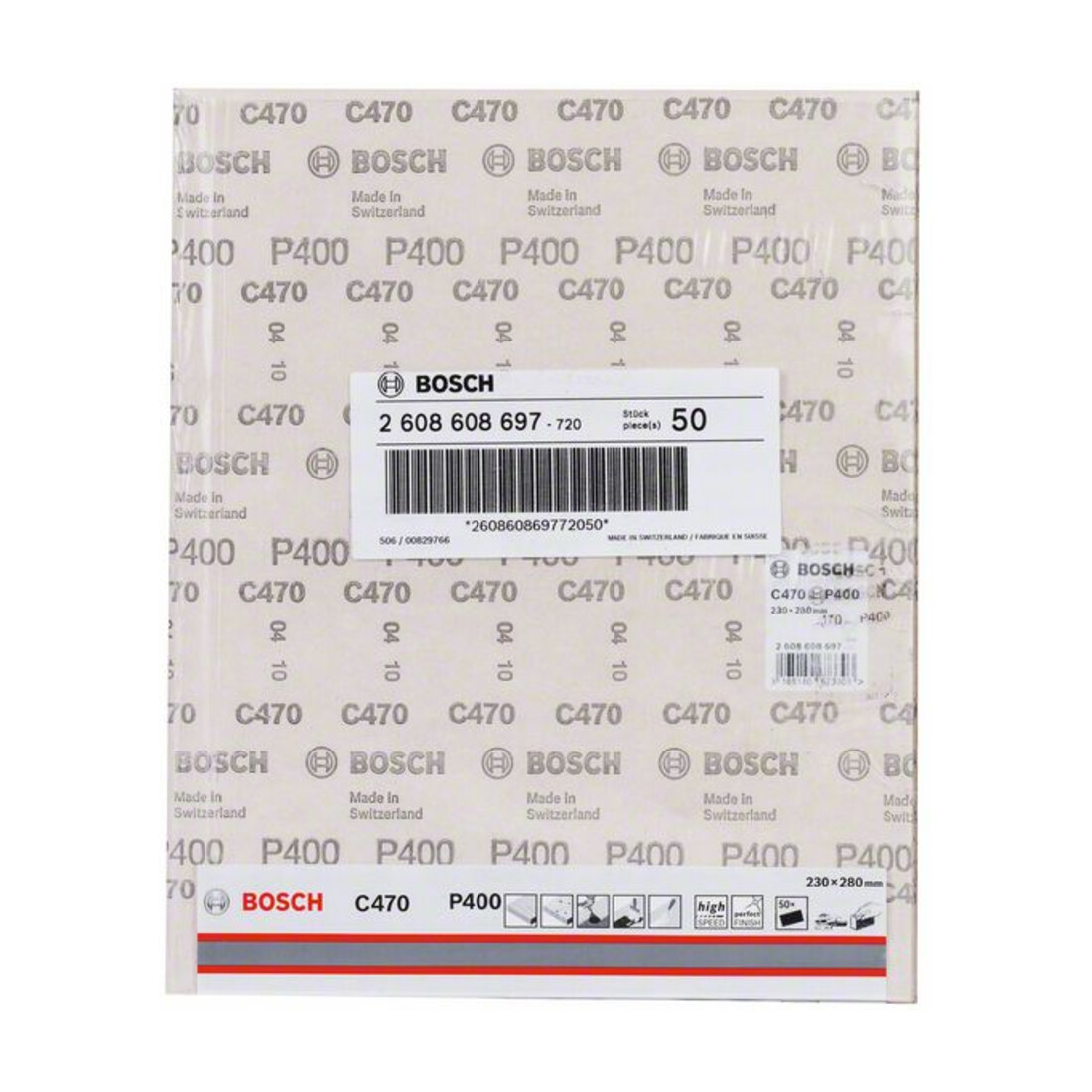Feuille abrasive Bosch C470 pour ponçage à la main et pour ponceuses orbitales