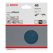 Feuille abrasive Bosch F550, Expert for Metal, 125 mm, 40, non perforée, fixation auto-agrippante, pack de 5-2