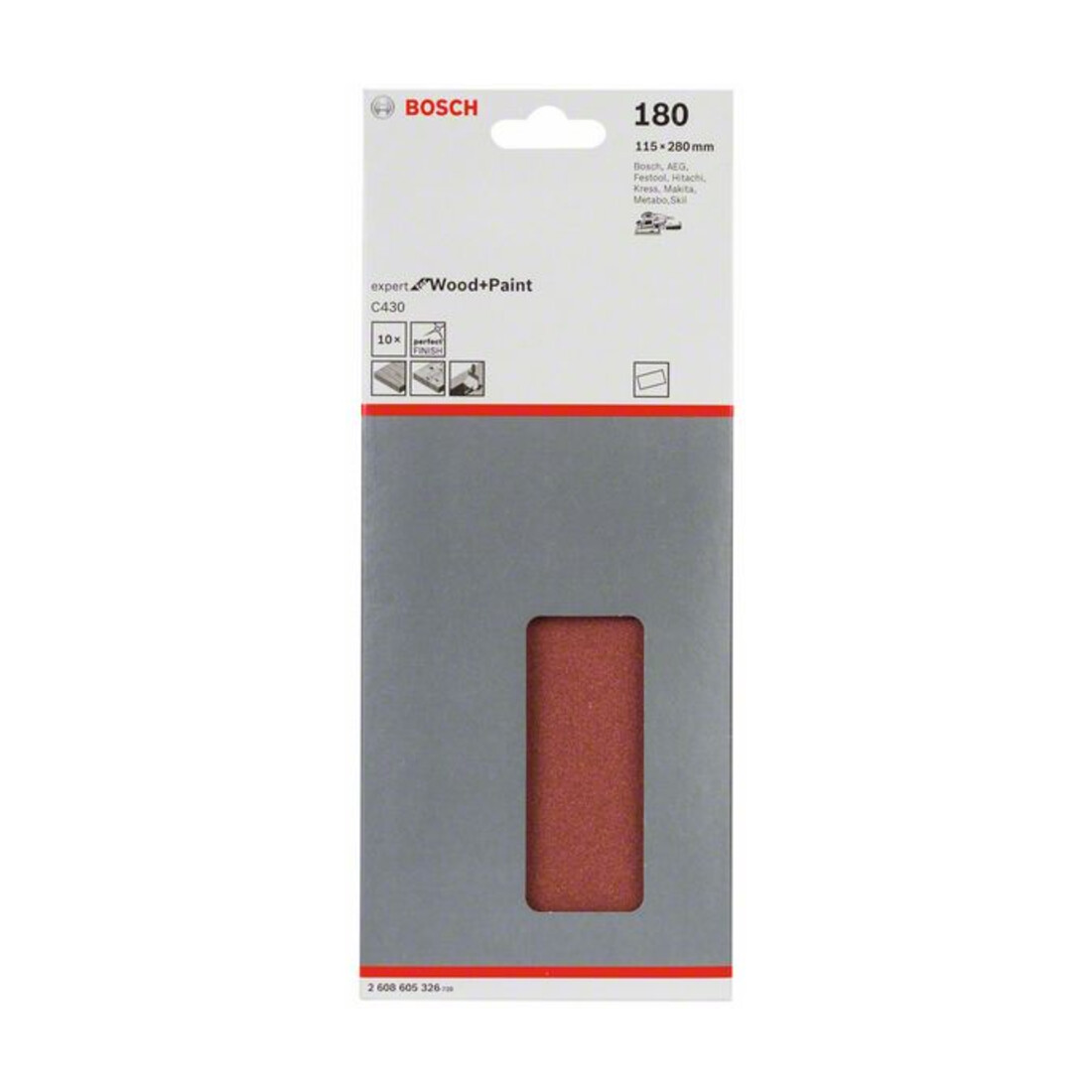 Feuille abrasive C430, pack de 10 115 x 280 mm, 180