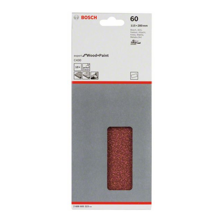 Feuille abrasive C430, pack de 10 115 x 280 mm, 60