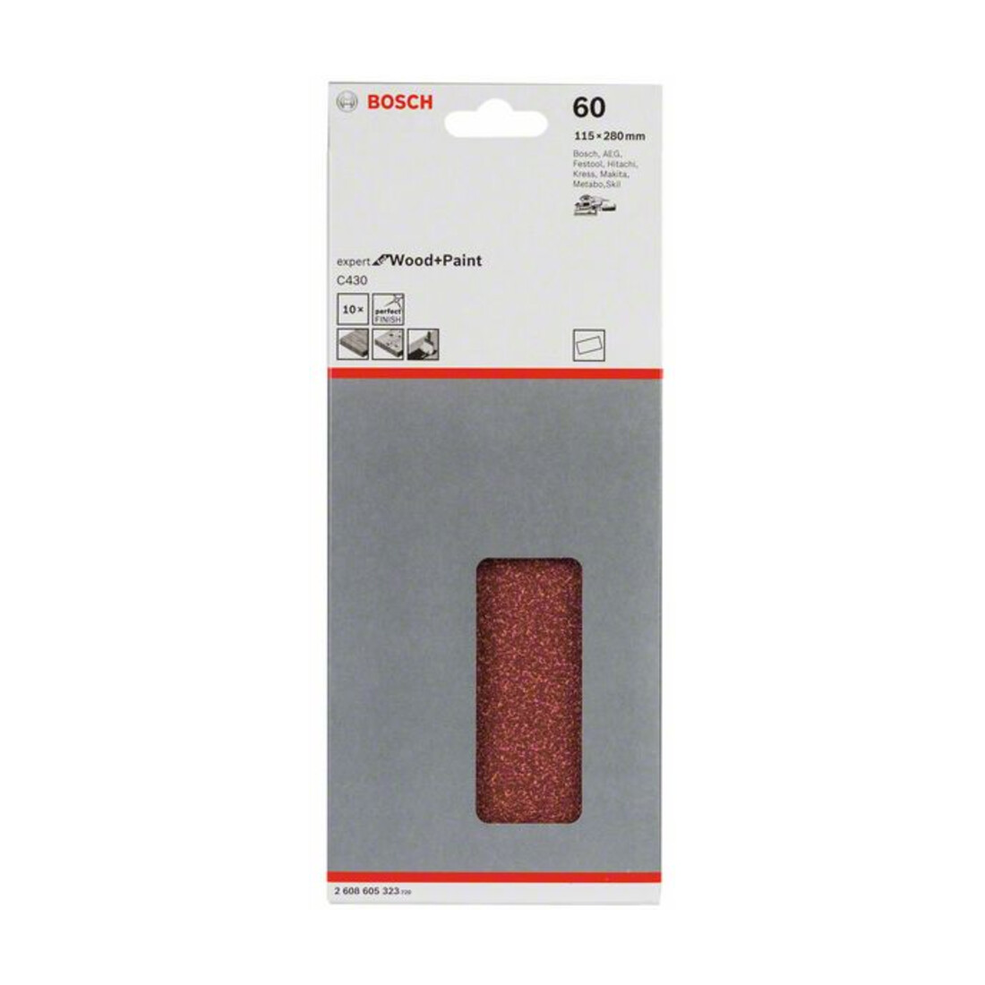 Feuille abrasive C430, pack de 10 115 x 280 mm, 60