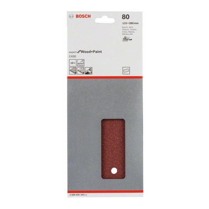 Feuille abrasive C430, pack de 10 115 x 280 mm, 80