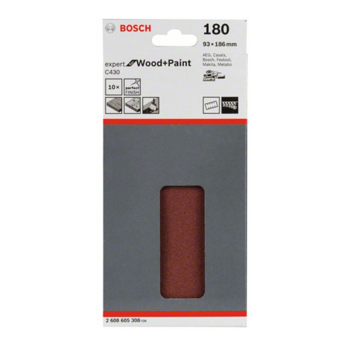 Feuille abrasive Bosch C430, 8 trous