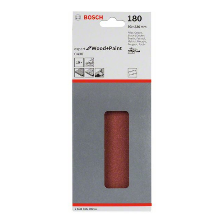 Feuille abrasive C430, pack de 10 93 x 230 mm, 180