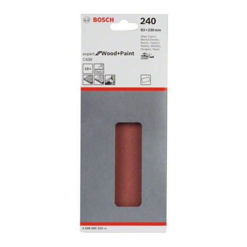 Feuille abrasive C430, pack de 10 93 x 230 mm, 40