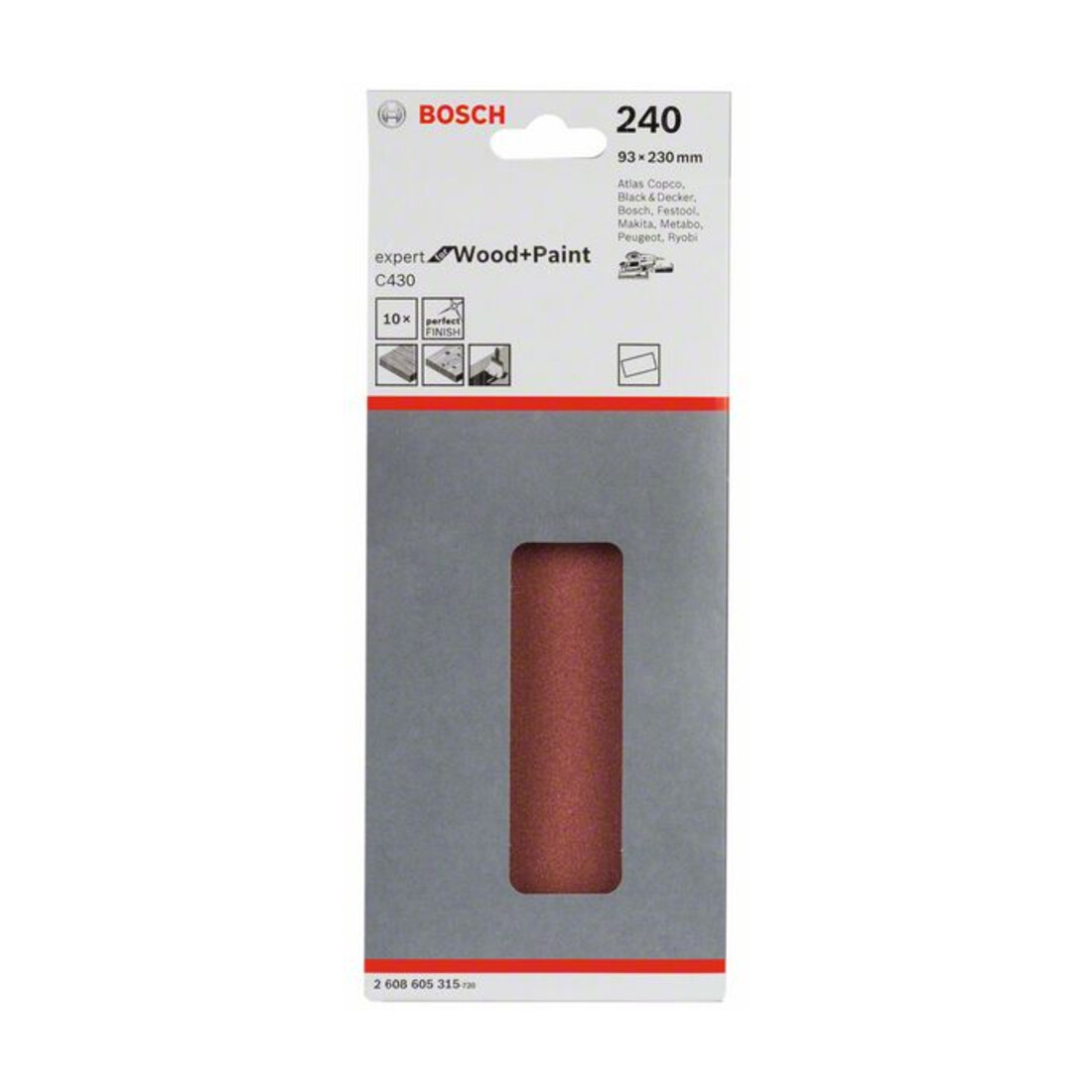 Feuille abrasive C430, pack de 10 93 x 230 mm, 40