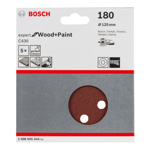 Feuille abrasive C430, pack de 5 125 mm, 180