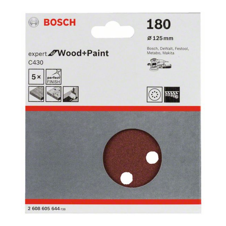 Feuille abrasive C430, pack de 5 125 mm, 180