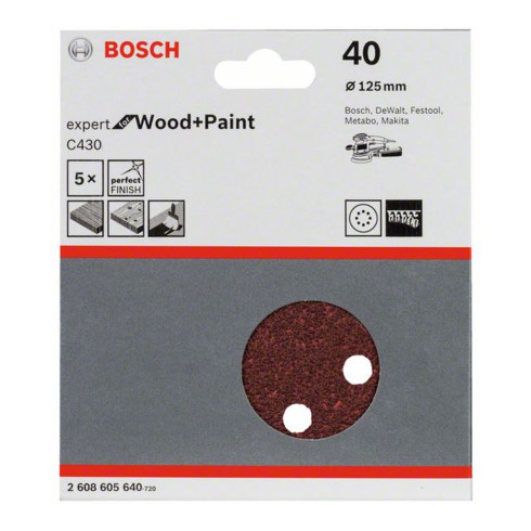 Feuille abrasive Bosch C430 125 mm 40 8 trous Velcro