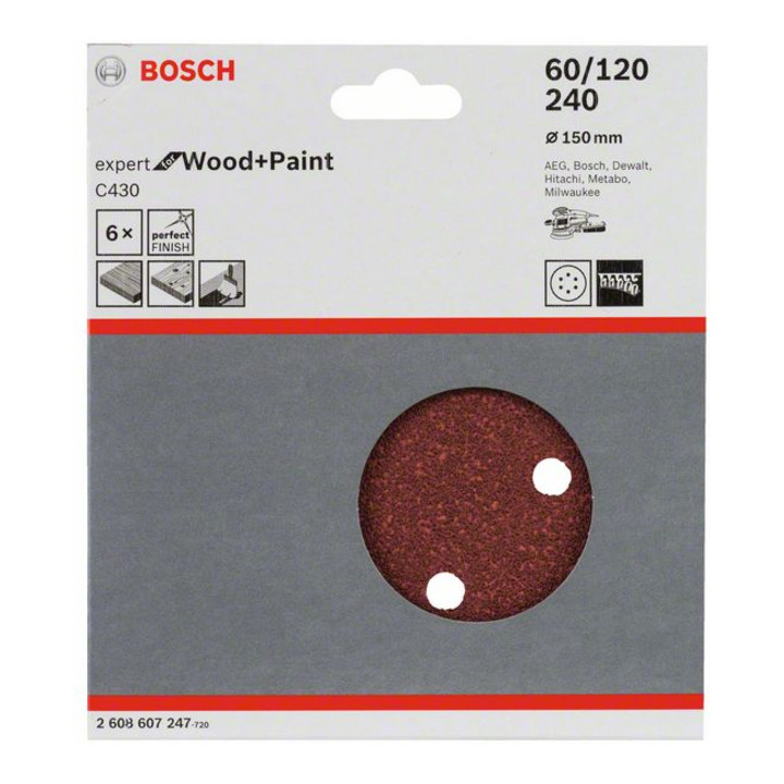 Feuille abrasive C430, pack de 6 150 mm, 40
