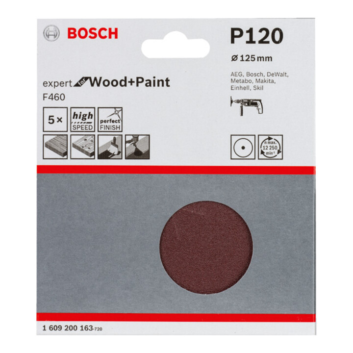 Feuille abrasive F460, kit de 5 pièces 125 mm, 120