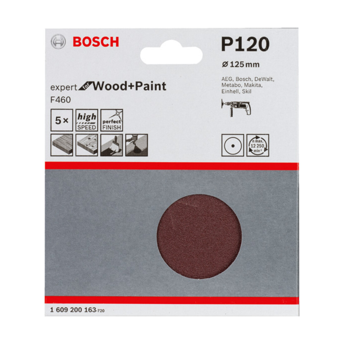 Papier abrasif Bosch F460 serré pour machines de perçage