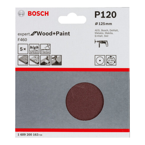 Papier abrasif Bosch F460 serré pour machines de perçage