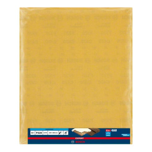 Feuille de papier abrasif Bosch Expert C470 pour ponçage à la main, 230 x 280 mm, G 320