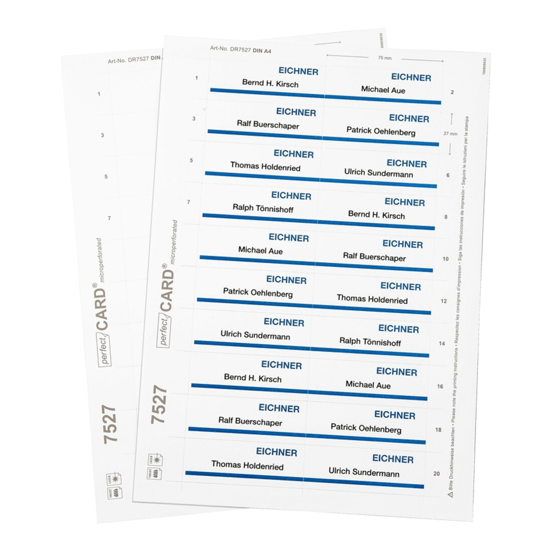 Feuille d'impression vierge Eichner pour plaques nominatives EICHNER Metallic