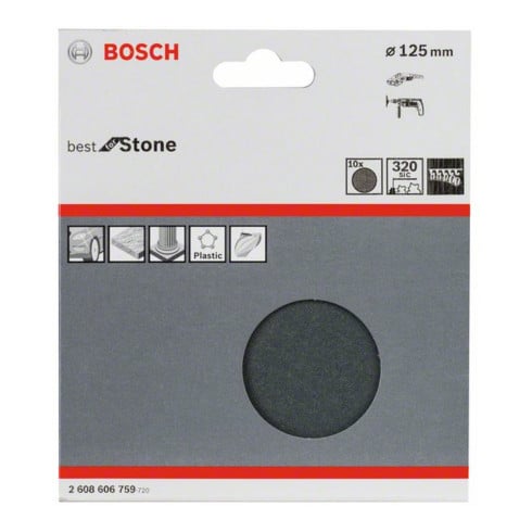 Papier abrasif Bosch F355, non perforé, Velcro, 125 mm