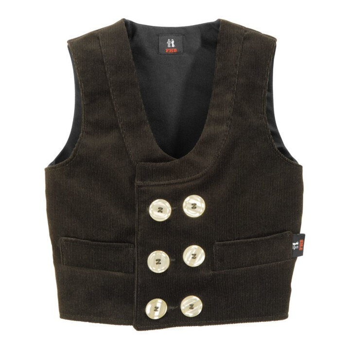 FHB Gilet d'artisan enfant DAVID noir 140 velours fin Zwirn
