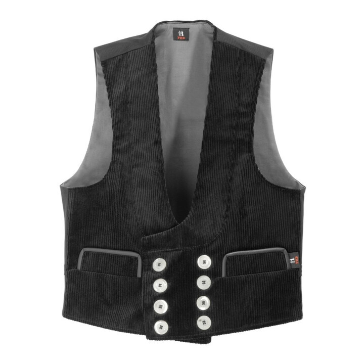 FHB Gilet de corporation FRITZ 102 noir Trenkercord trois fils avec cuir véritable