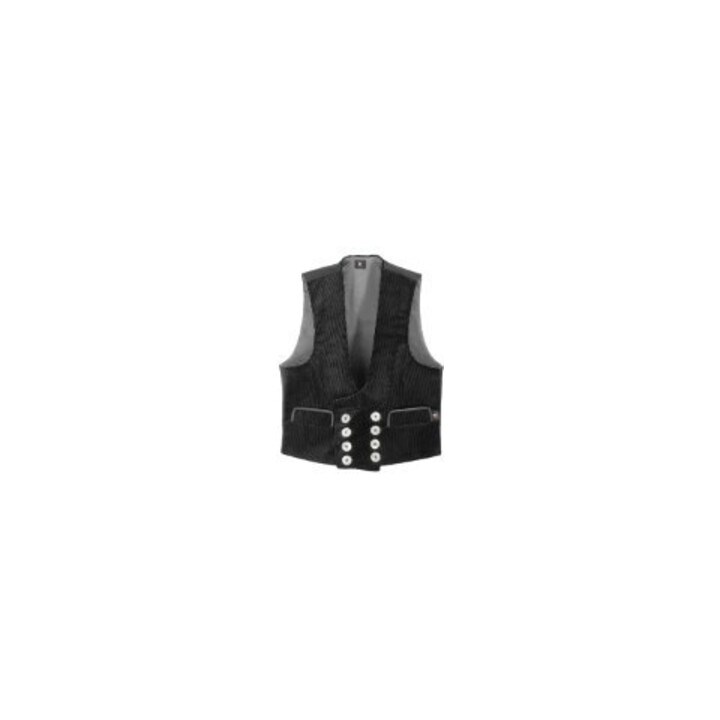 FHB Gilet de corporation FRITZ 102 noir Trenkercord trois fils avec cuir véritable