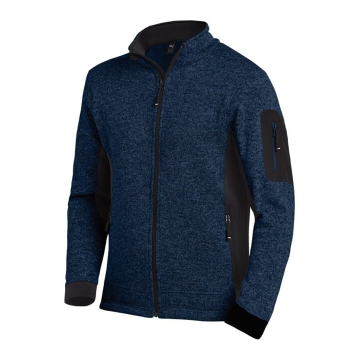 FHB Herren-Jacke CHRISTOPH Strick-Fleece marine-schwarz XS