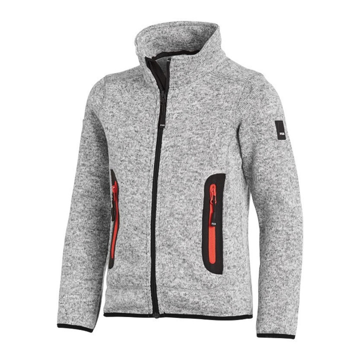 FHB Kinder-Jacke MATS Strick-Fleece grau 122/128