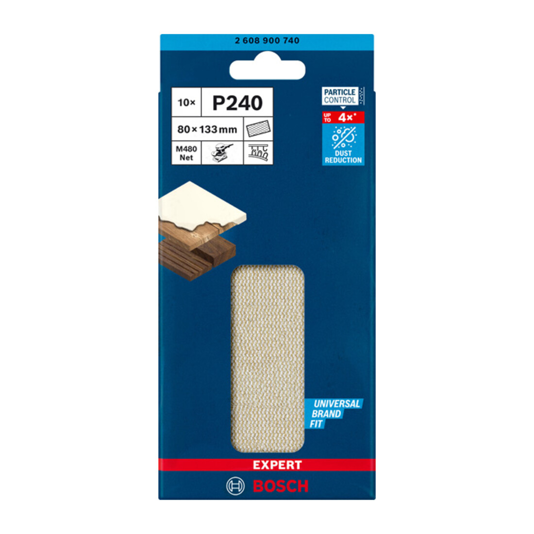 Filet de ponçage Bosch Expert M480 pour ponceuse orbitale, 80 x 133 mm, G 240