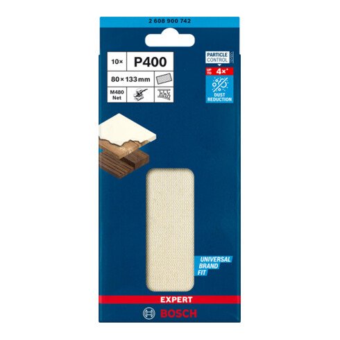 Filet de ponçage Bosch Expert M480 pour ponceuse orbitale, 80 x 133 mm, G 400
