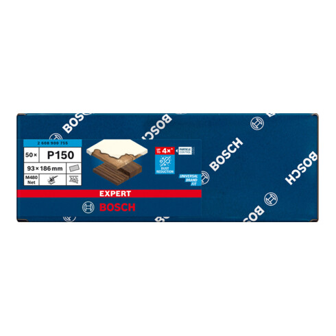 Filet de ponçage Bosch Expert M480 pour ponceuse orbitale, 93 x 186 mm, G 150