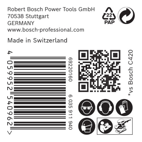 Filet de ponçage Bosch Expert M480 pour ponceuse orbitale, 93 x 186 mm, G 240