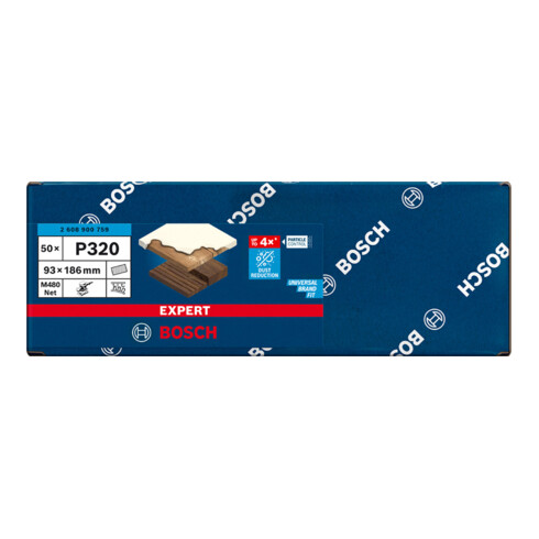 Filet de ponçage Bosch Expert M480 pour ponceuse orbitale, 93 x 186 mm, G 320