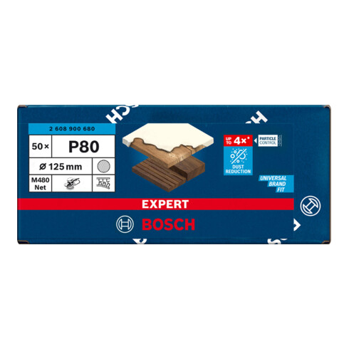 Filet de ponçage Bosch Expert M480 pour ponceuse orbitale aléatoire, 125 mm, G 80