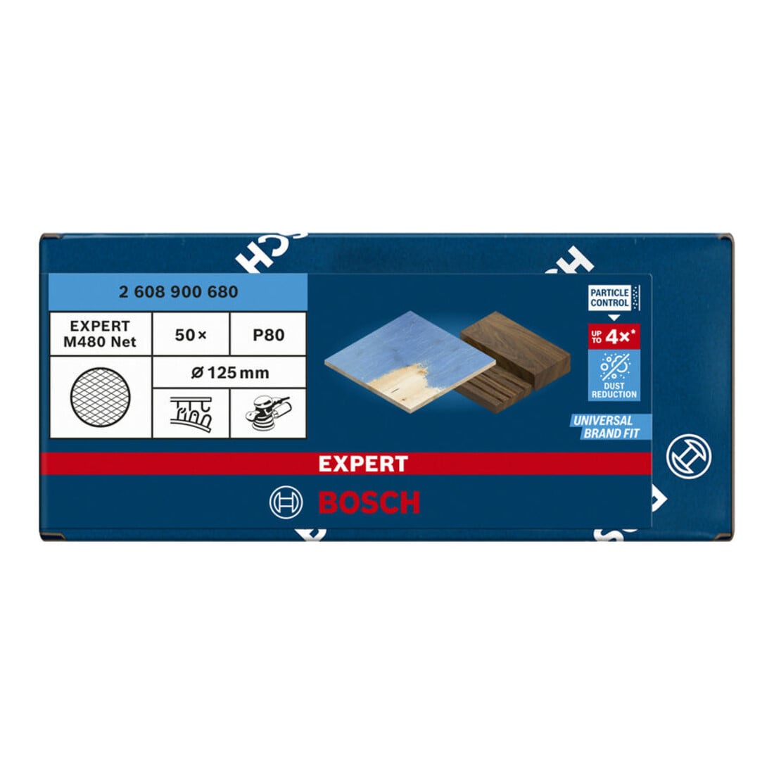 Filet de ponçage Bosch Expert M480 pour ponceuse orbitale aléatoire, 125 mm, G 80