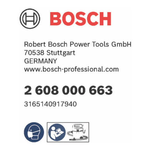 Filtre plissé, Bosch surface filtrante 2 375 cm², 125 x 155 mm, accessoire pour GAS 18V-10 L