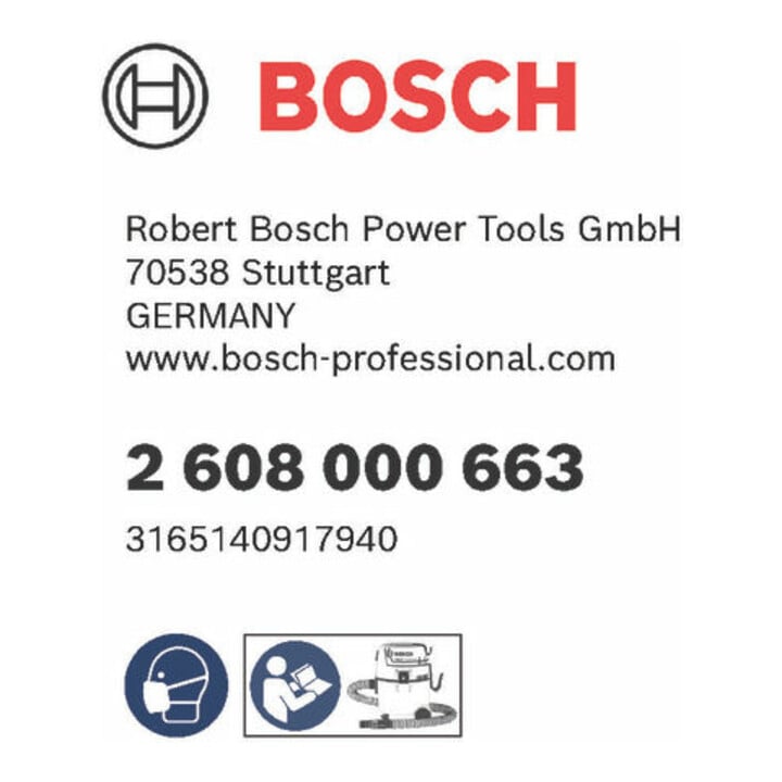 Filtre plissé, Bosch surface filtrante 2 375 cm², 125 x 155 mm, accessoire pour GAS 18V-10 L
