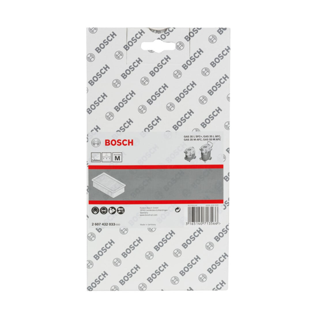 Filtre plissé plat en cellulose Bosch 6150 cm², 240 x 140 x 56 mm