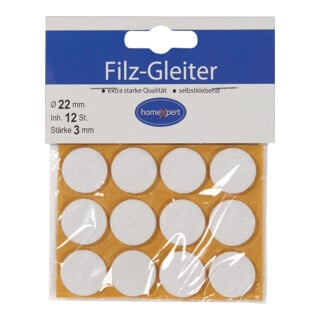 Filzgleiter 22mm Filz weiß selbstkl.