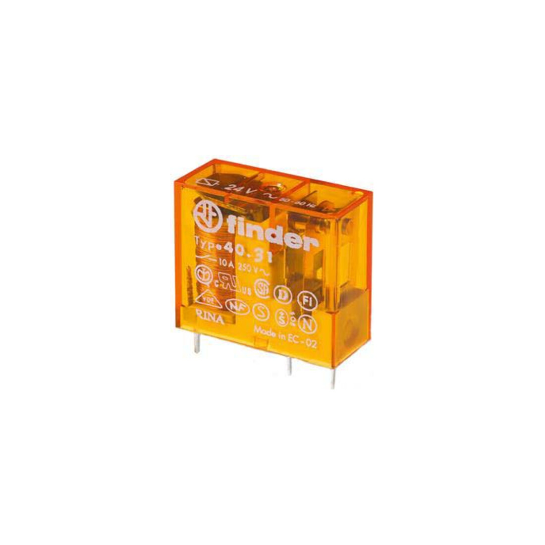 Finder Connecteur imprimé 24VAC 1W10A pas 3,5mm 40.31.8.024.0000
