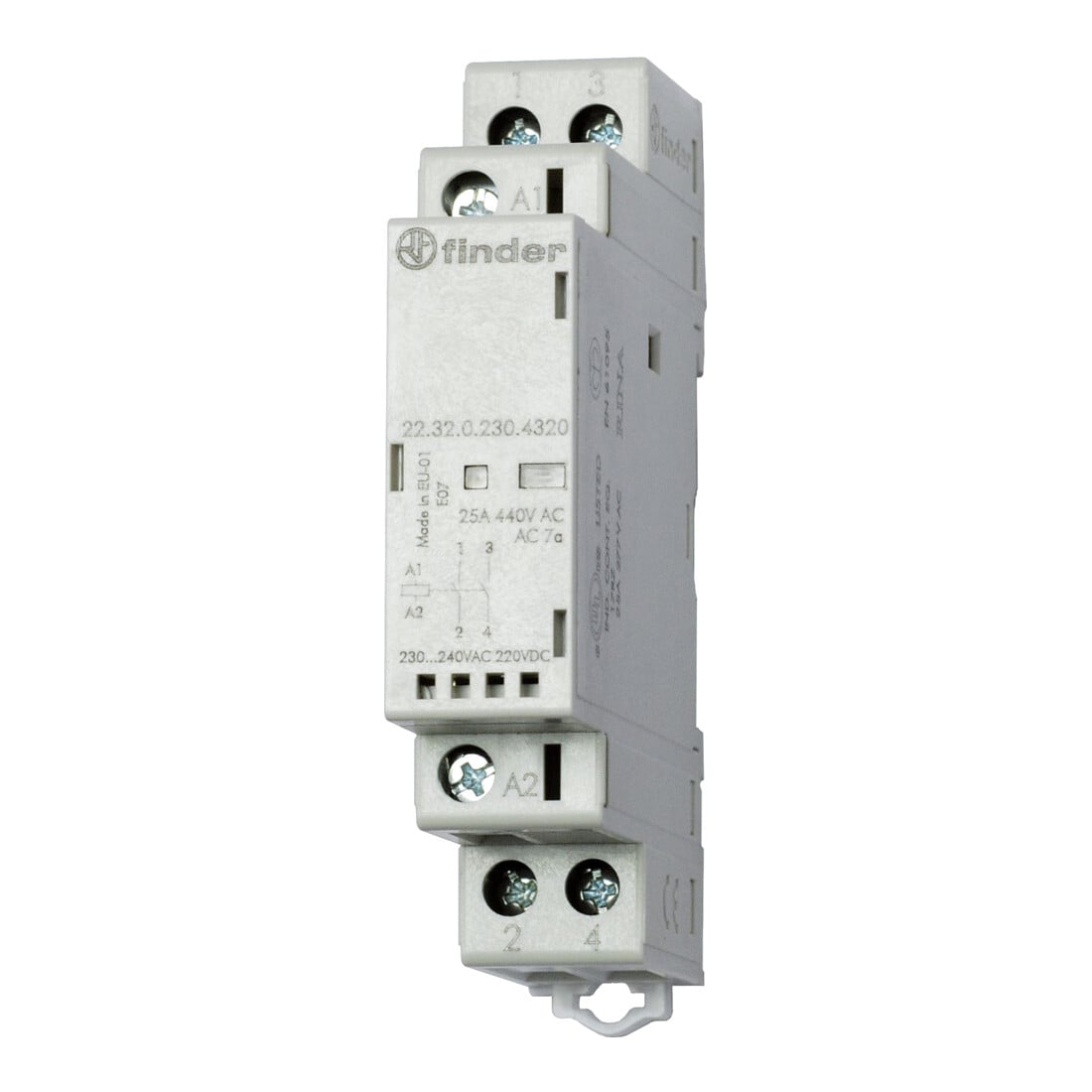 Finder Contacteur d'installation 230VAC/DC, 2S, LED 22.32.0.230.4320