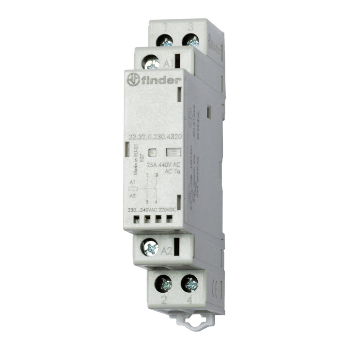 Finder Contacteur d'installation 230VAC/DC, 2S, LED 22.32.0.230.4320