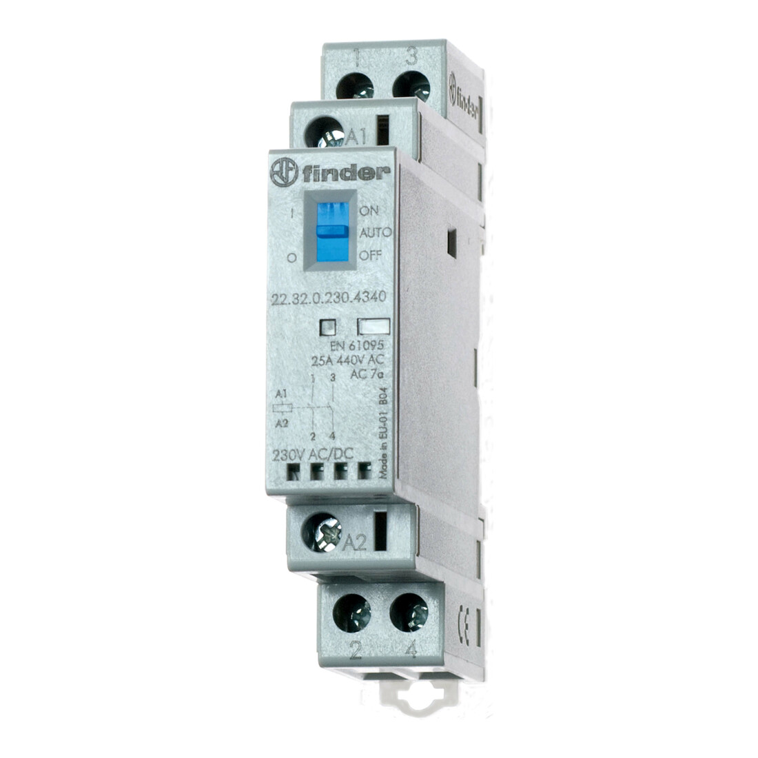 Finder Contacteur d'installation 24VAC/DC, 1NO+1NF, LED 22.32.0.024.4540