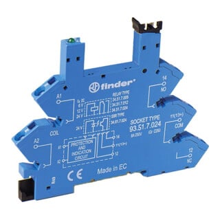 Finder Douille avec borne à ressort 12VDC bleu 93.51.7.024