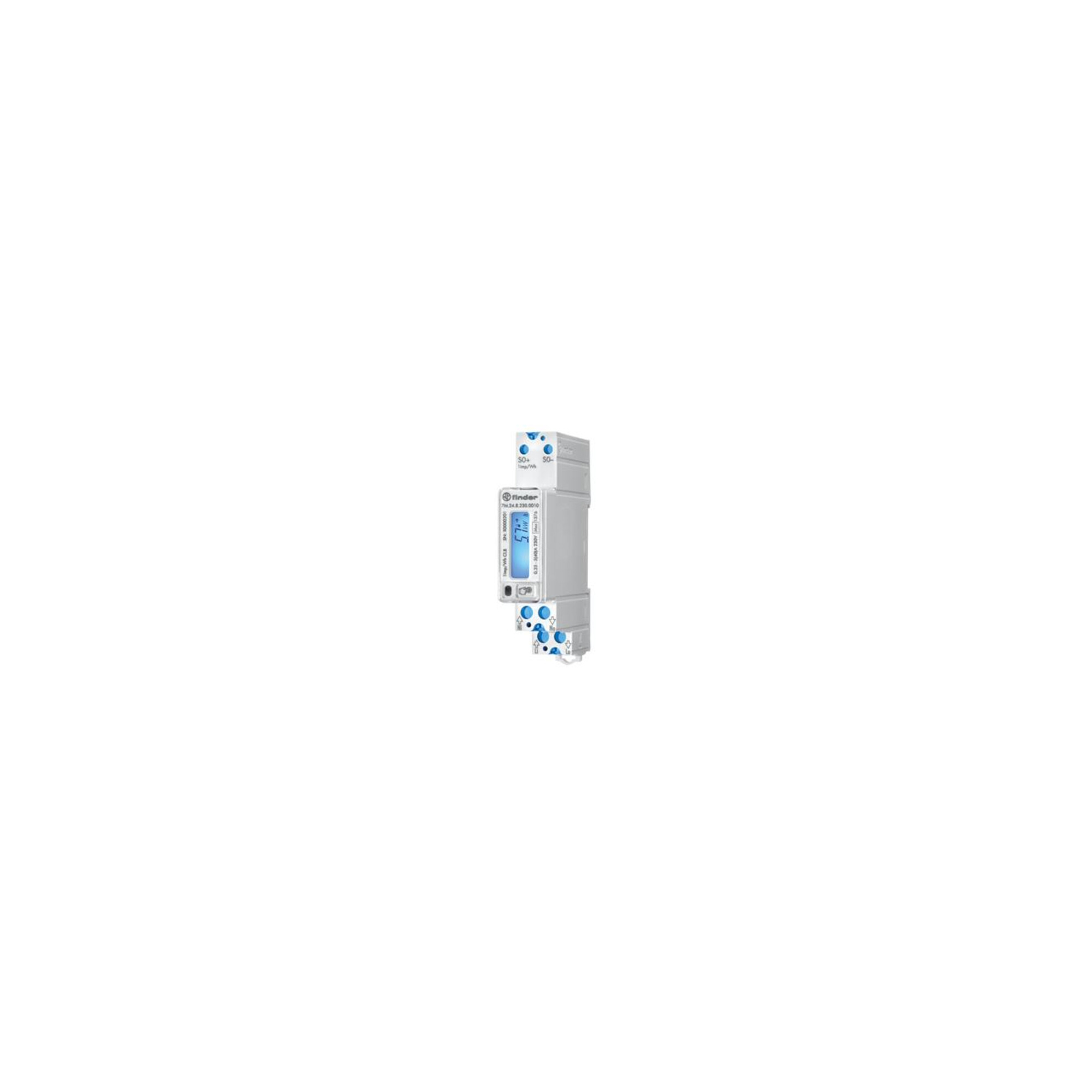 Finder MID 7M.24.8.230.0010 Energiezähler für Stromverbrauchsmessung mit LCD-Anzeige und S0-Schnittstelle, 7M2482300010