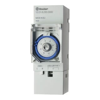 Finder Horloge temporisée Motorant. Programmation jour-nuit. Durée 70h, 1W 230VAC 12.01.8.230.0000